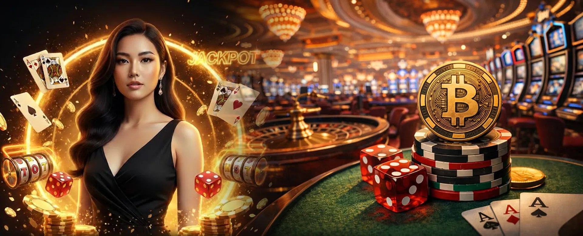 Dynamic YY777 Casino gaming background with bright lights and action